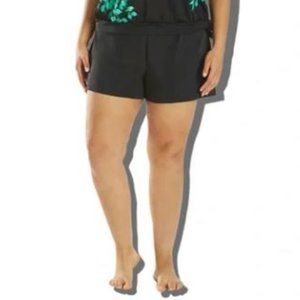 NWT Azul by Maxine of Hollywood Solid Black Swim Short NEW Plus Size 16W